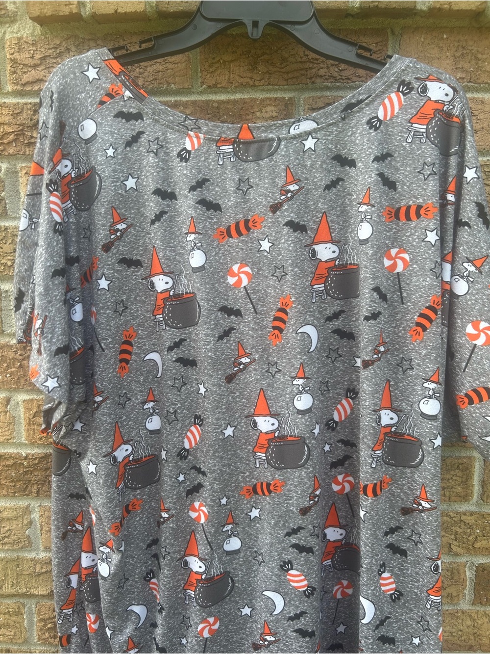 Munki Munki Peanuts Gray sleep shirt with Orange Halloween Print size 2XL - Picture 7 of 8